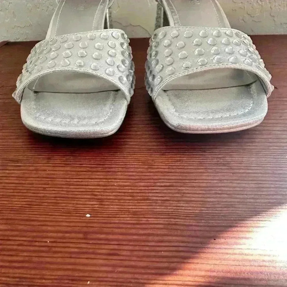 KENNETH COLE REACTION Women Nori Block Heel Dress Sandals Size 7 Silver - Picture 5 of 12